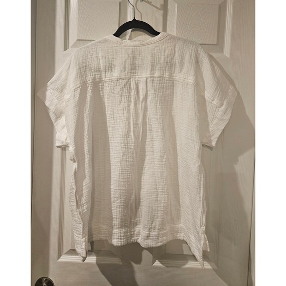 LL Bean‎ Cloud Gauze Short Sleeve Shirt Women XL Petite White NWT Cotton Top - Picture 7 of 7